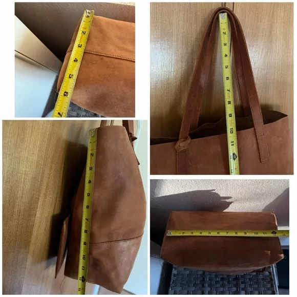Brown Leather Tote Bag with Pouch – Handmade in Ethiopia - Picture 6 of 13